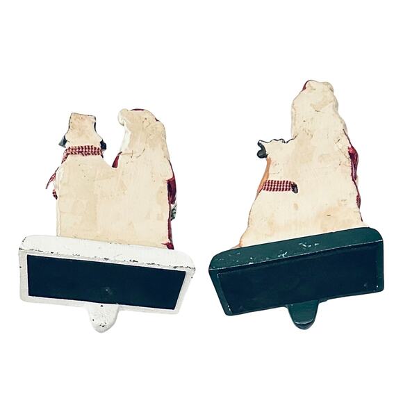 2 Christmas Stocking Holders, Santa, Snowman & penguin. Santa/Reindeer, Folk Art - Picture 2 of 2